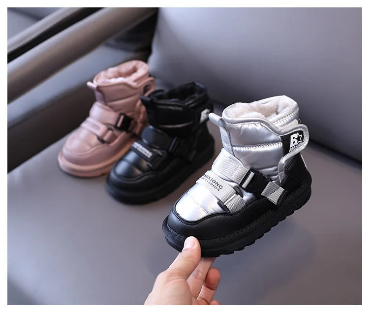 Kinder Winter 2022 neue Schneeschuhe plus samt verdickende Jungen und Mädchen Baumwoll schuhe wasserdicht rutsch fest