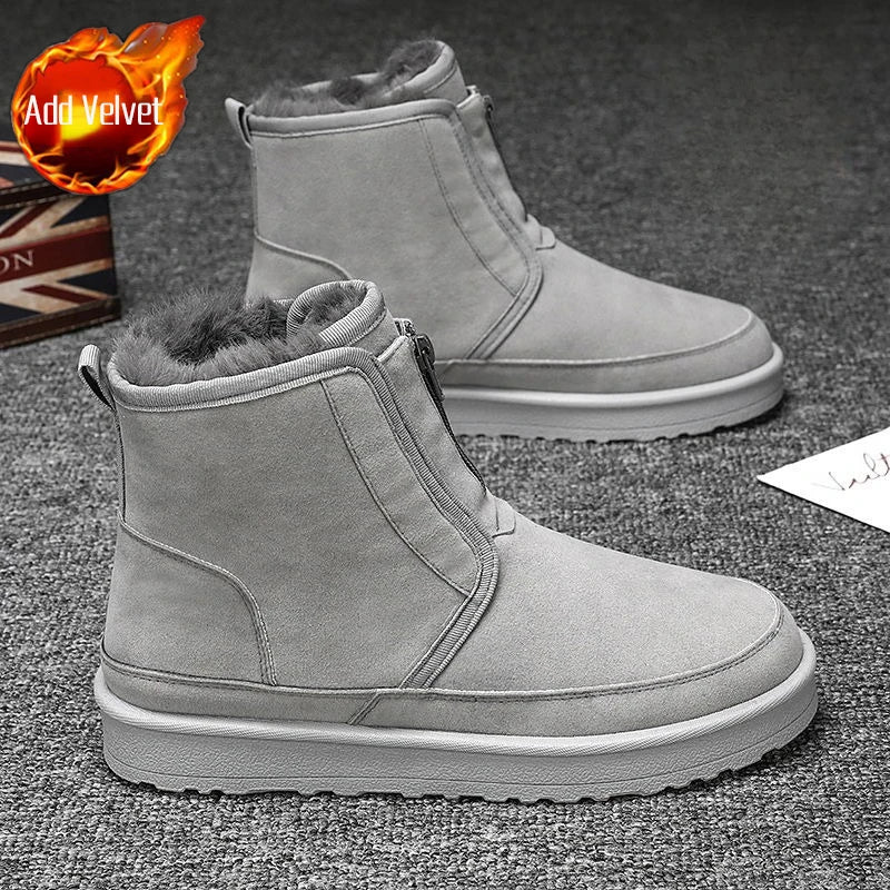 Ghete de iarnă Shangkaka, căptușite călduros - fermoar, căptușeală din pluș, talpă antiderapantă