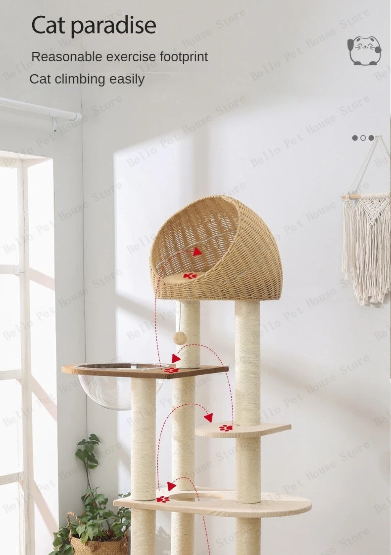 Multi-Story Cat Tree House multifunctional cat house Multi-layer tower cat scratching board Wooden pet supplies