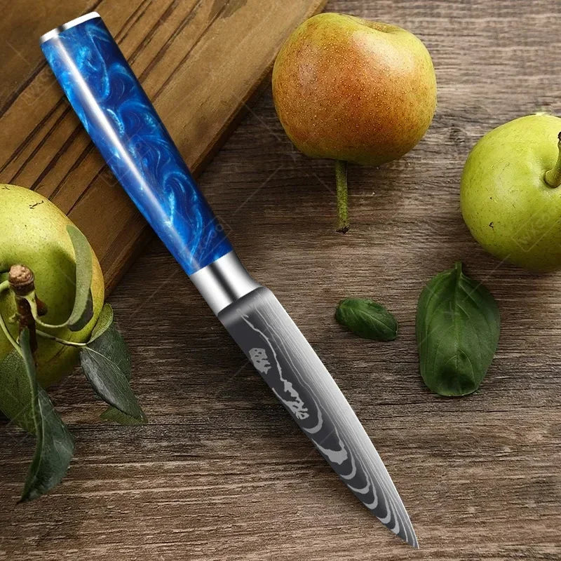 Küchenmesser-Set 2025: High Carbon Stainless Steel 7CR17 - Damascus Pattern Cleaver Chef Santoku Collection