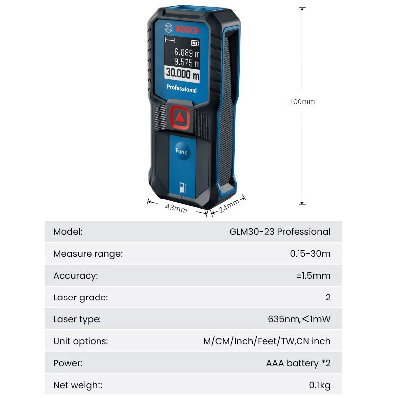 Bosch Laser Entfernungsmesser 30/40/50/100m Distanzmesser Hochpräzision Laser Level Elektronisch Bluetooth Messwerkzeuge GLM 50-27CG