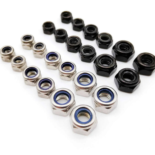 M2 M2.5 M3 M3.5 M4 M5 M6 M8 M10 M12 M14 M16 304 Edelstahl Schwarz Hex Nylon Einsatz Sperrmutter Selbstsperrend Kontermutter