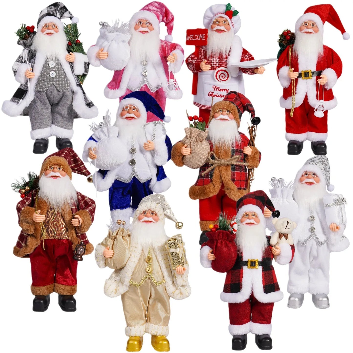 Uflower Weihnachtsmann Puppe Traditionelle Deko - Größe 25 cm, Material Polyester