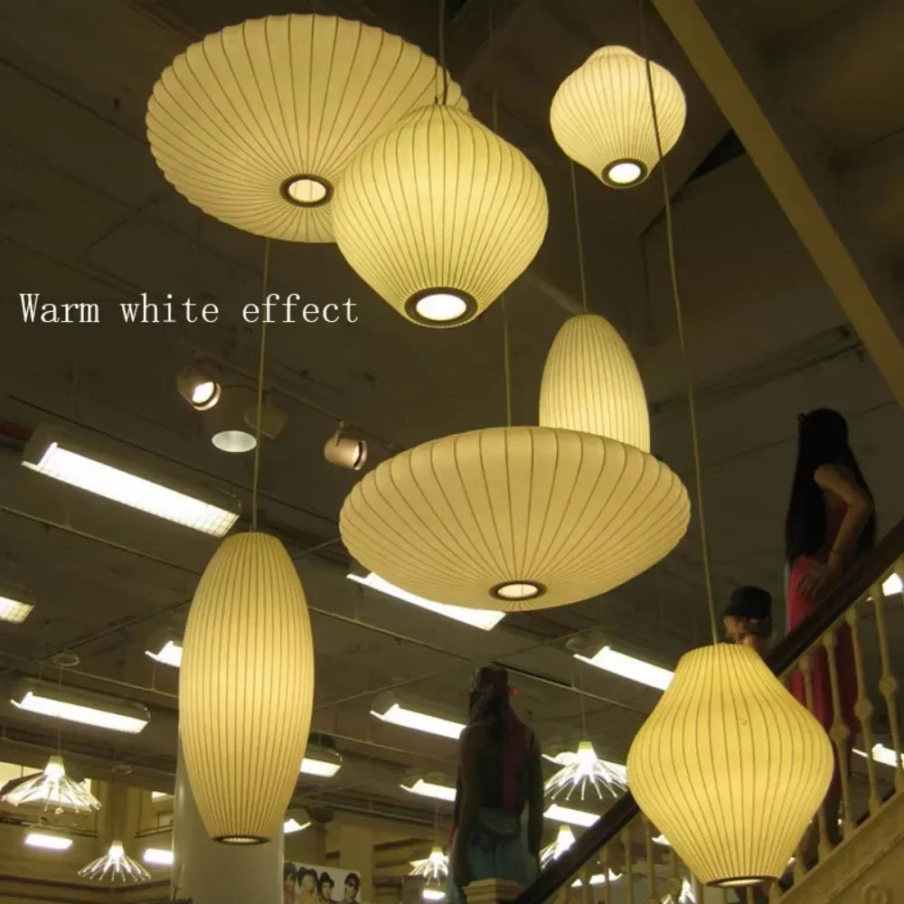 Italian Silk Cloth Pendant Lights Creative Living Room Pendant Hanging Lamps Modern Dining Room Lamps Decoration Indoor Lighting