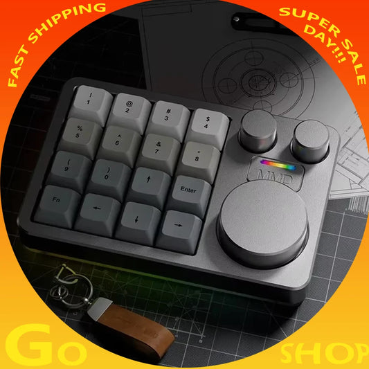 Mini-Tastatur 2025: MMD KM16-Pro Aluminum-Alloy - Tri-Mode Three-Knob Custom Collection