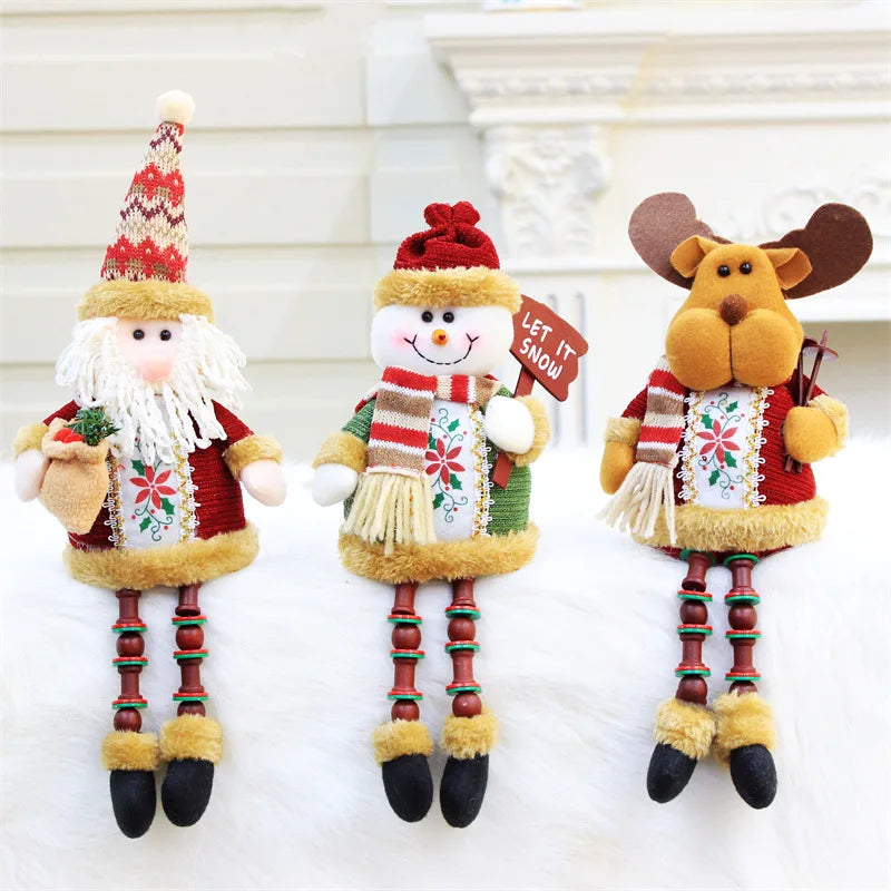 BOUSSACCN Sitzende Weihnachtsfigur - Größe 25 cm, Stoff, Holzperlen