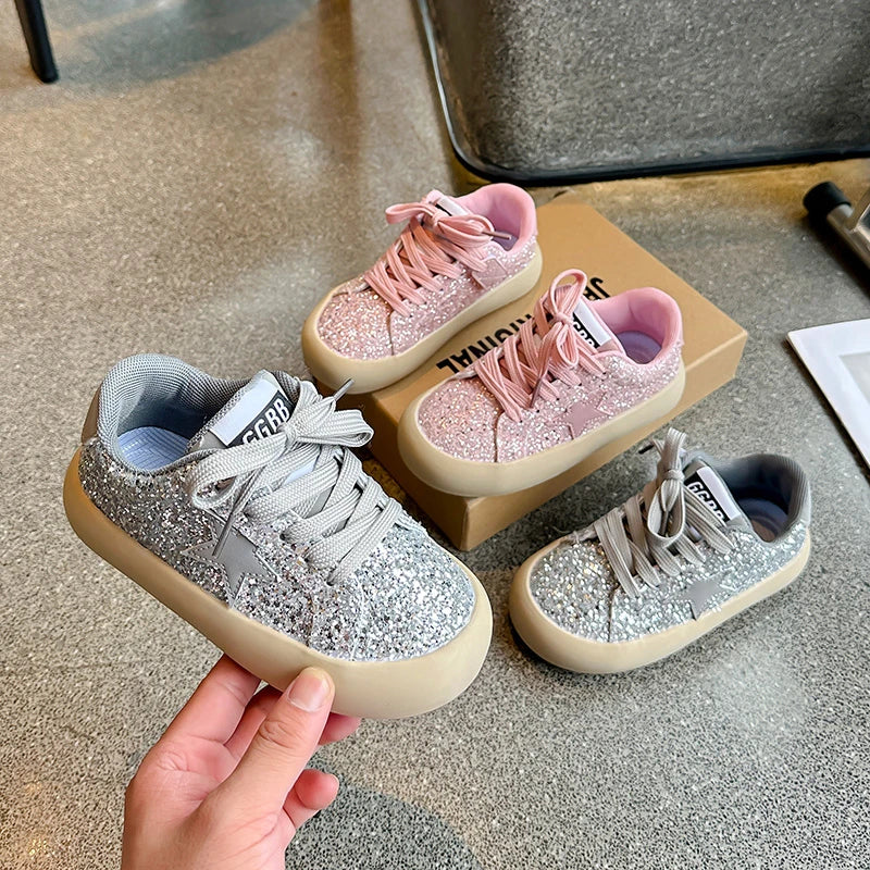 Mädchen Schuhe 2025 Frühling Neu Casual Vielseitig Kleine Mädchen Stern Sneakers Frühling Und Herbst Kinder Sport Schuhe