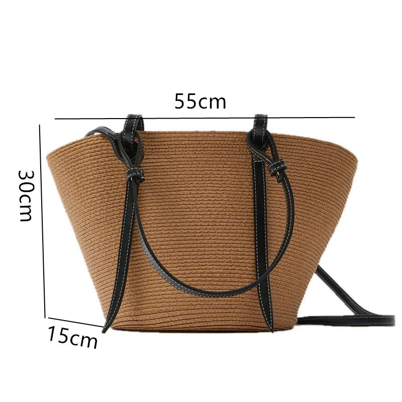 Beach Shopping Bags Luxury Fashion Woven Shoulder Bag Women Handmade Straw Handbags Trend Summer Large Capacity Travel Bag 2023