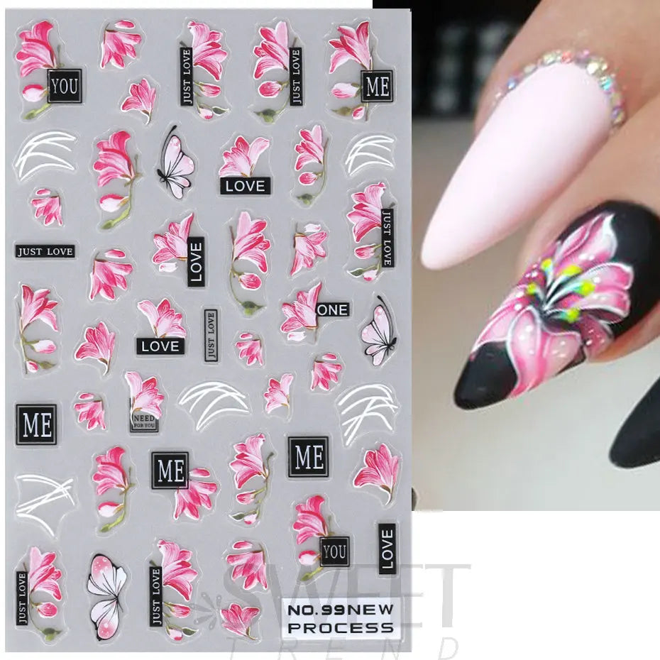 SWEET TREND JINO 3D Blumenaufkleber - 12 Stück Matte S