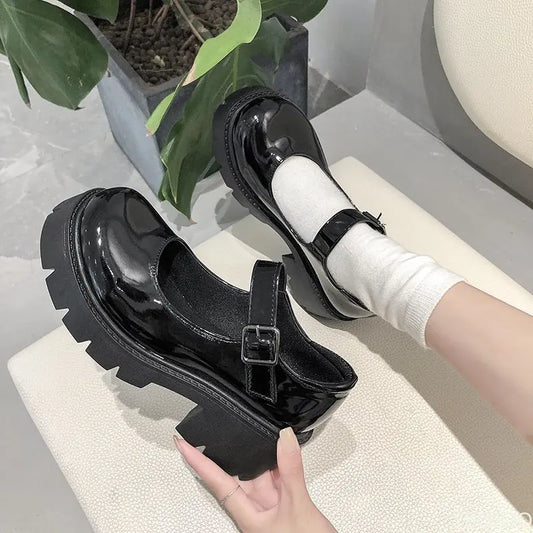 Frauen Schuhe 2025 - Neue Mädchen Lolita Schuhe Leder Herz Knöchel - Mary Jane Schuhe Süß Sexy Retro British Style