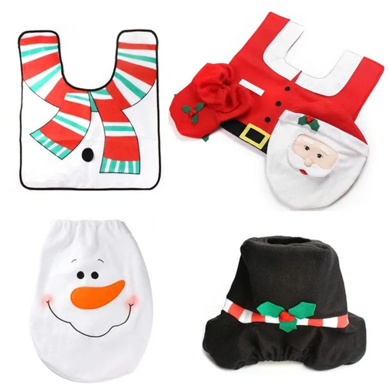 New Cute Christmas Toilet Seat Covers Creative Santa Claus Bathroom Mat Xmas Supplies for Home New Year Navidad Gift Decor 2025