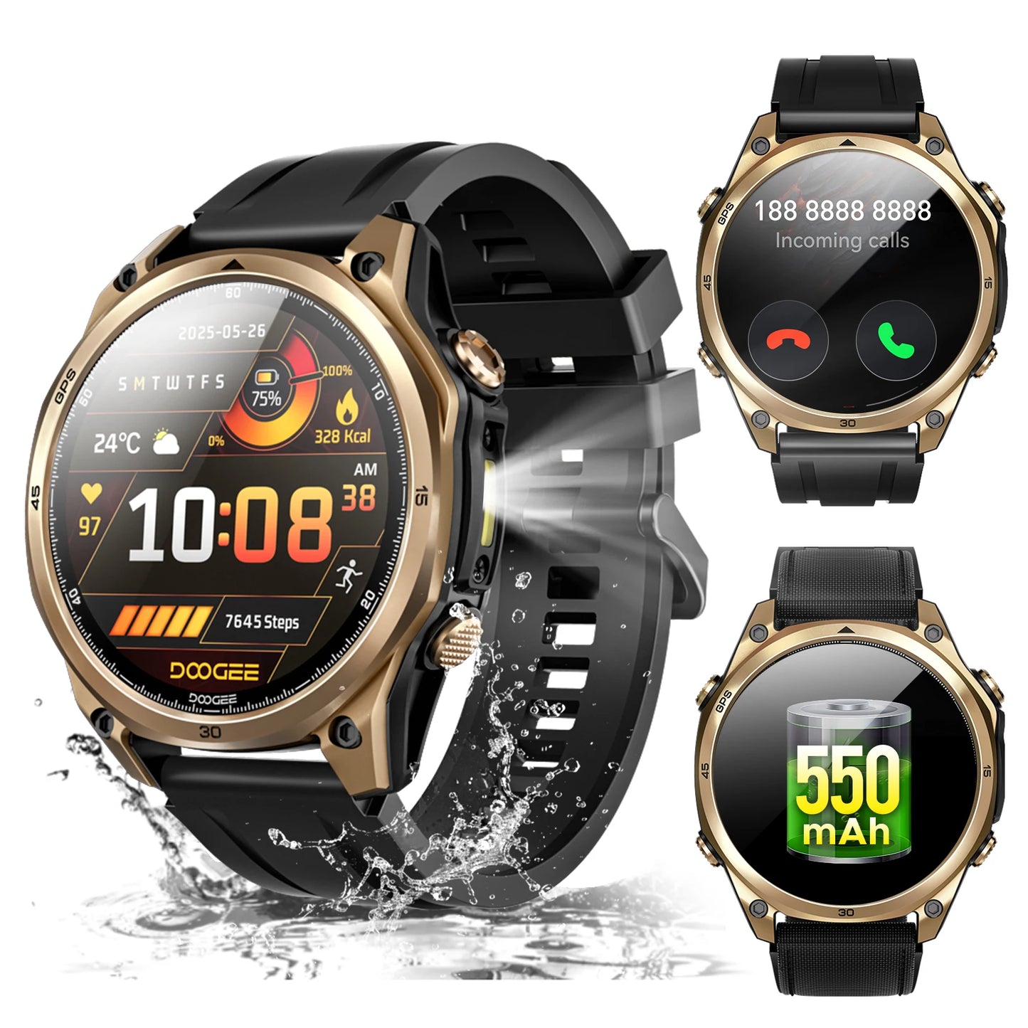 DOOGEE Anywise W1 Wasserdicht - Batterie 550 mAh, Akkulaufzeit 14 Tage, Display 1,43 Zoll