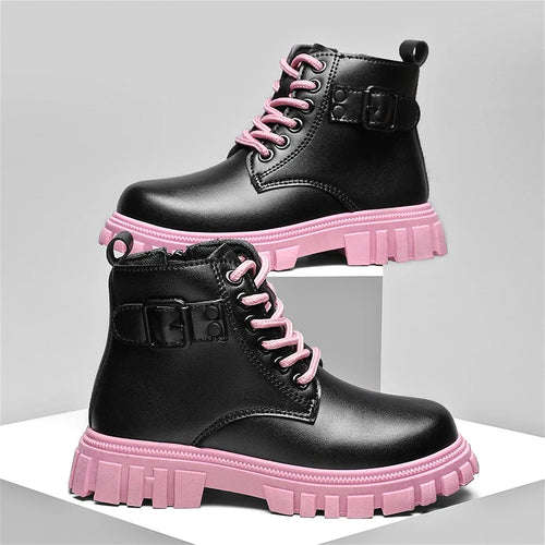 Herbst Mädchen Schnee Stiefel Mode Weiche Pu Leder Retro Britischen Stil Kinder Casual Schuhe Luxus Im Freien Nicht-slip Kinder stiefel