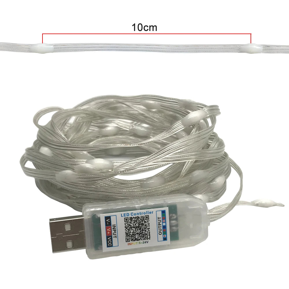 FUNZENXIN WS2812B RGBIC USB Strip BT-Musiksteuerung - 5V, Länge 5–15 m