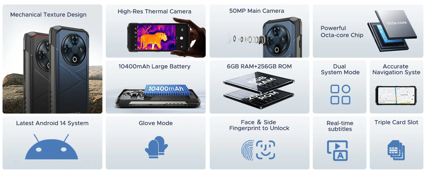 DOOGEE Fire 6 Wärmebildkamera - 10400 mAh Akku, 18 W, 6,56 Zoll