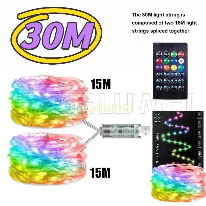 SAGE LU MEI RGB Smart LED Lichterkette - Länge 5–40 m, USB, 6 V DC