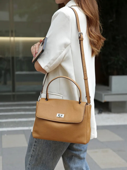 Designer ladies leather bag retro shoulder & crossbody office purse