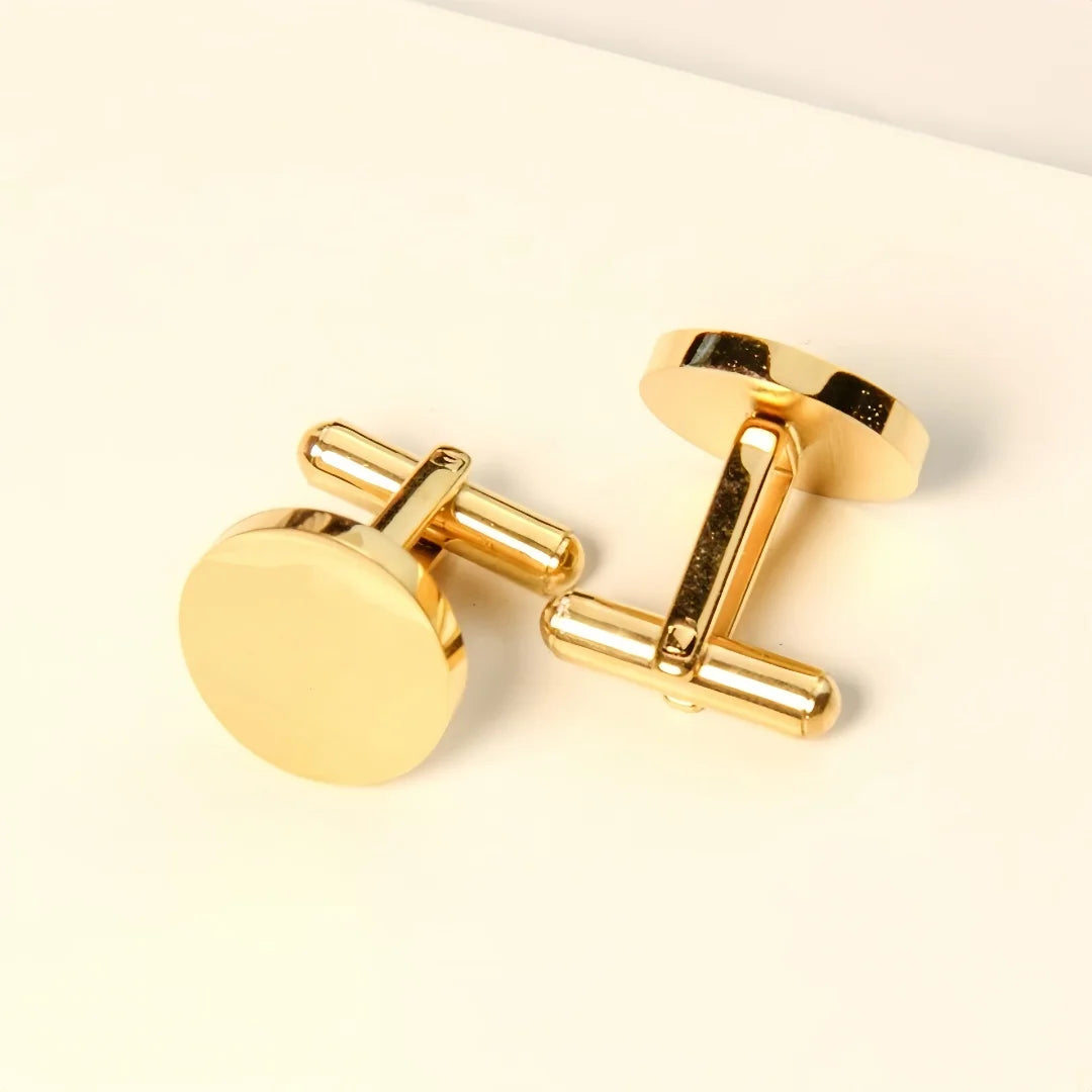 Gentleman Gold Manschettenknöpfe Edelstahl - 2 Stk 12mm