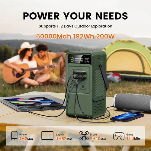 Tragbares Kraftwerk 200 W LiFePO4 192 Wh Für Camping Notstrom