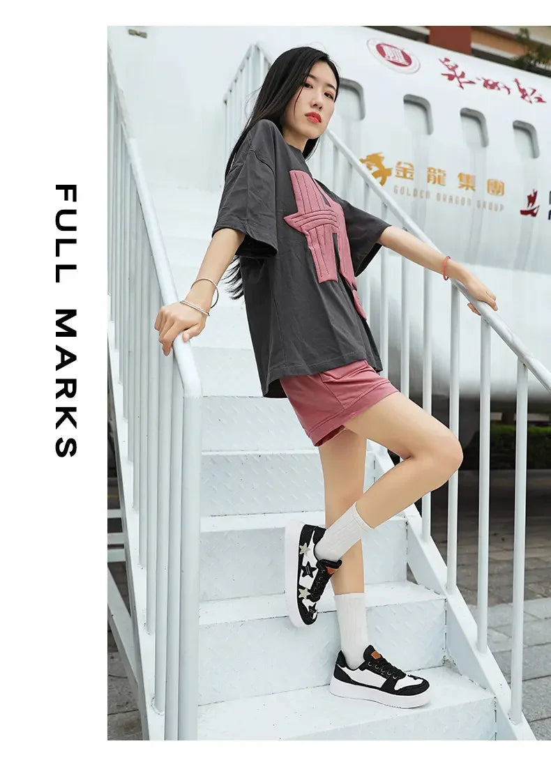 Men's Sneakers Fashion Star Skate Shoes Punk Hip Hop Style Student Sports 2 Summer All-match Non-slip Booster Casual Shoes