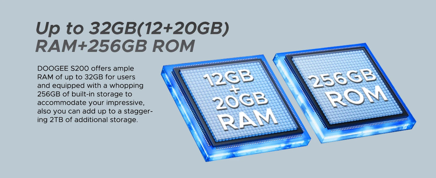 DOOGEE S200 Outdoor-Smartphone - 6,72 Zoll Display, 10100 mAh, 33W