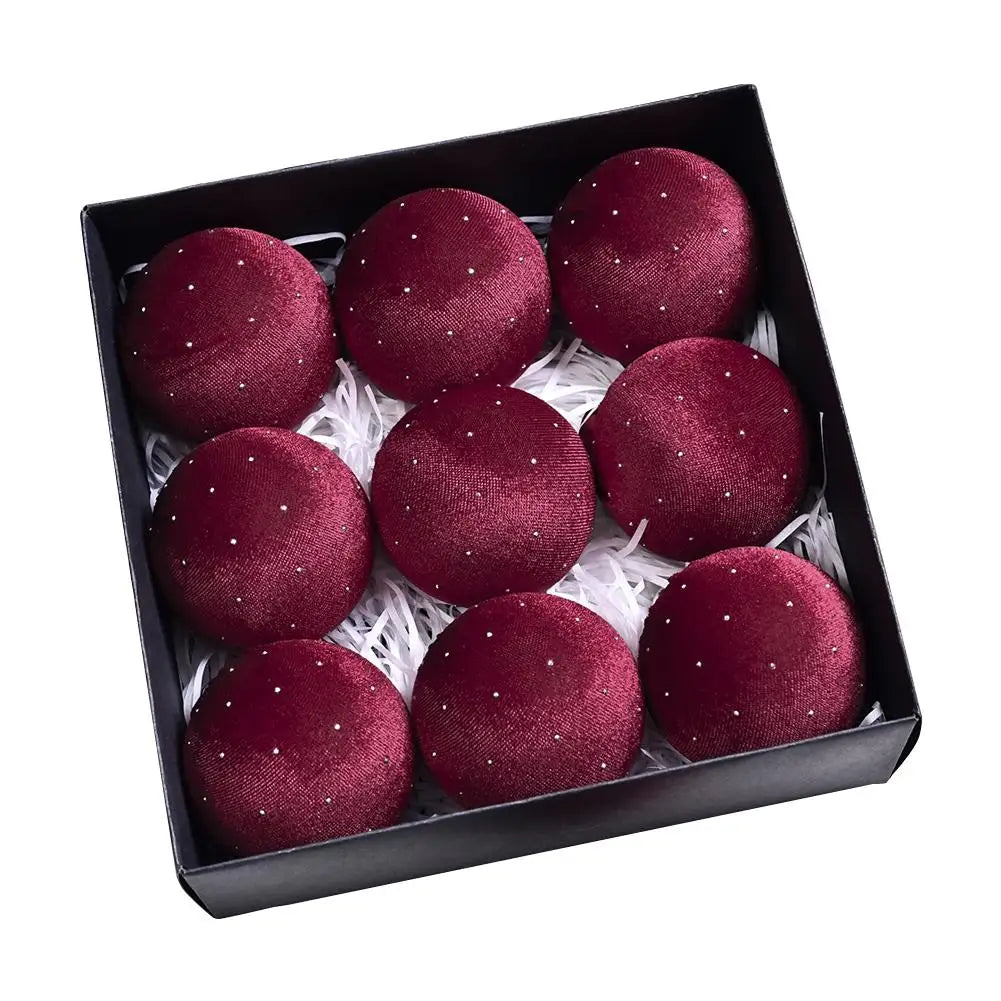 9Pcs Velvet Balls Flocked Grün - Durchmesser 80 mm, 9 Stück, Bruchsicher