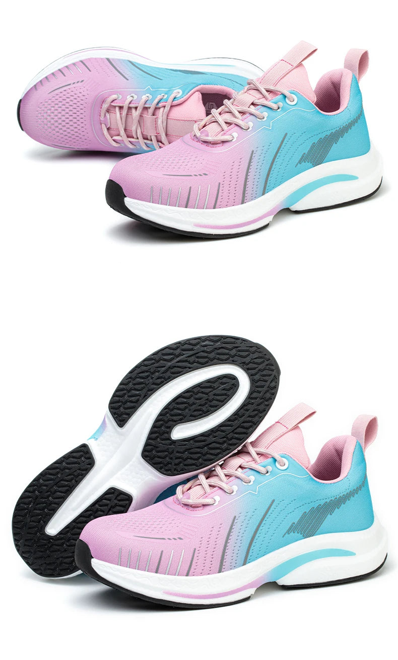Safety Shoes for Women Steel Toe Sneakers Anti-Punctur Lightweight Boots Female Pink Breathable Hiking Boots Comfortable Shoes