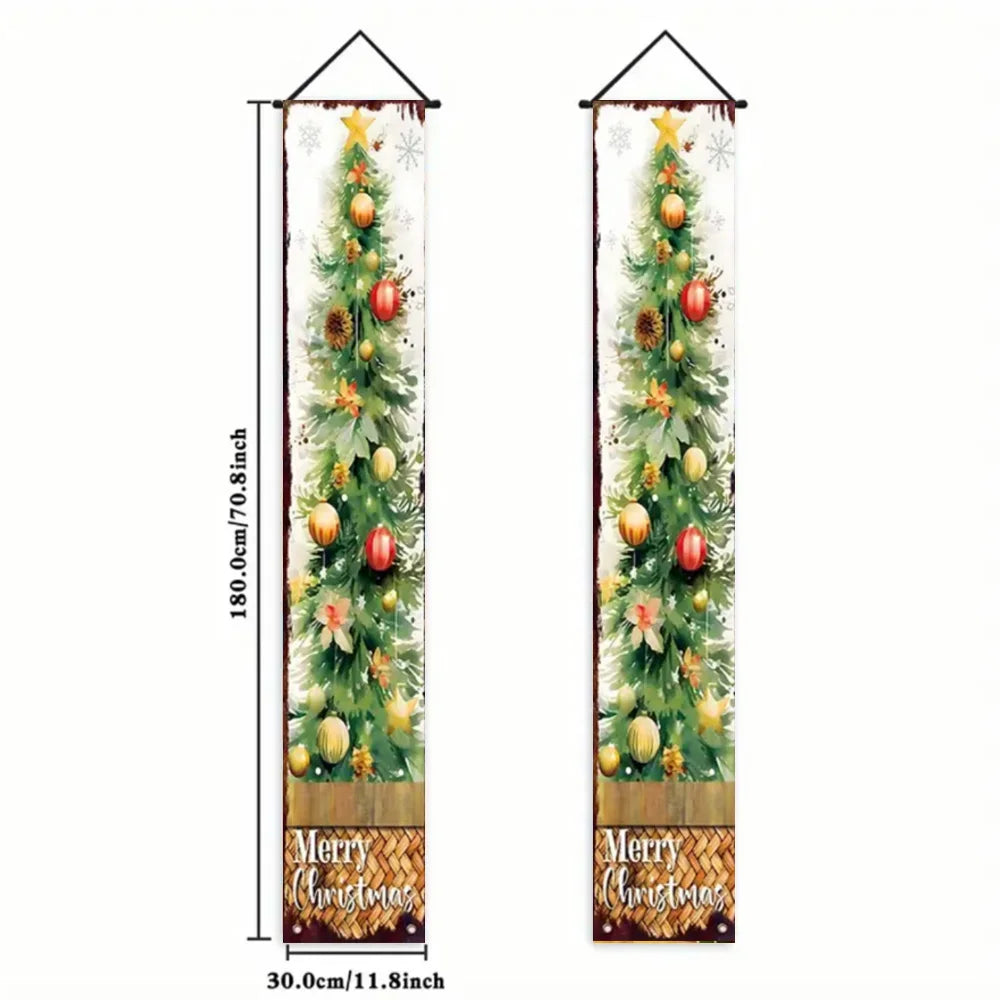 2pc 1set Christmas Hanging Door Banner Santa Claus Snowman Merry Christmas Decoration Elk Navidad Natal Happy New Year 2026 Gift