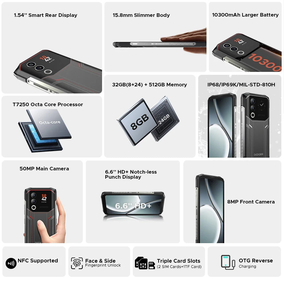 DOOGEE Blade20 Ultra Robustes Smartphone - 10300 mAh, 512 GB, 6,6 Zoll