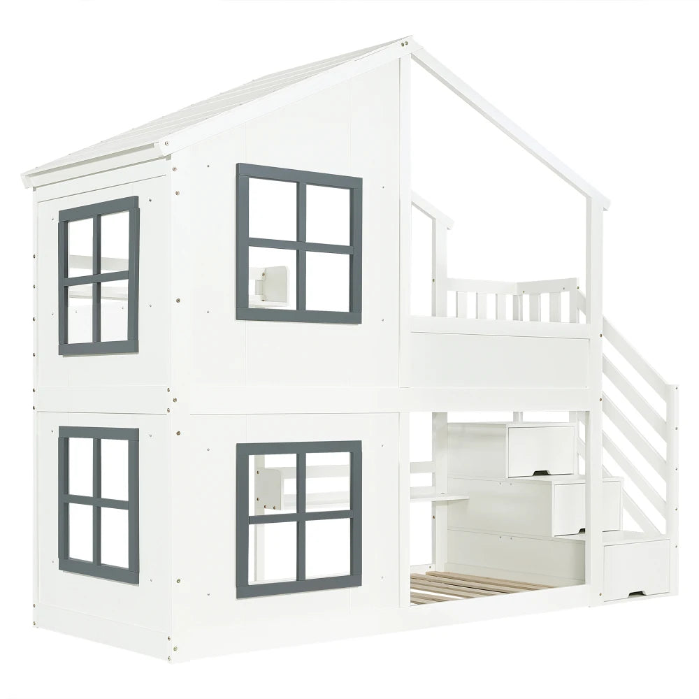 NONEM N622V390123W Etagenbett Fenster Dach - Größe 90x200 Cm Holz MDF by Golden Bridge Store