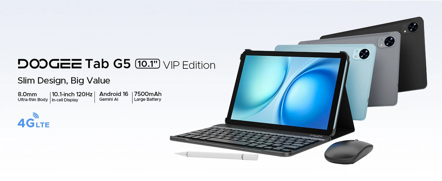 DOOGEE Tab G5 Gemini AI - 128GB ROM, 7500mAh Akku, 10,1 Zoll Display