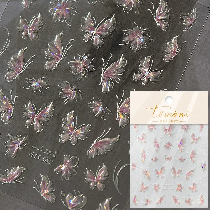 Shell Light Butterfly Nail Stickers High Quality Design Adhesive Stickers Nail Art Decoration Nail Supplies Decals Manicure Tool