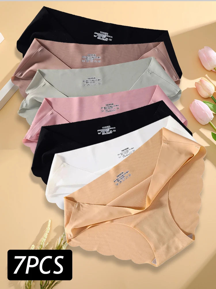 Damen Unterwäsche Set 2025 - 7PCS/Set Seamless Silk Briefs Sexy Panties Comfortable