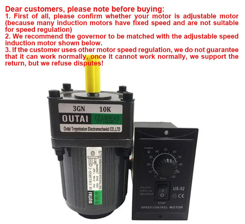 US-52 AC Drehzahlregler 220V 400W - Motorsteuerung Vor-/Rückwärtslauf