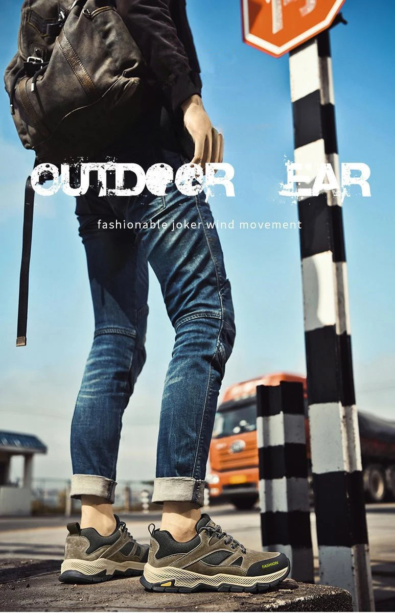 Men Sneakers Casual Breathable Hiking Walking Shoes Man Outdoor Fashion Leather Anti-slip Climbing Trekking Sneakers Footwears