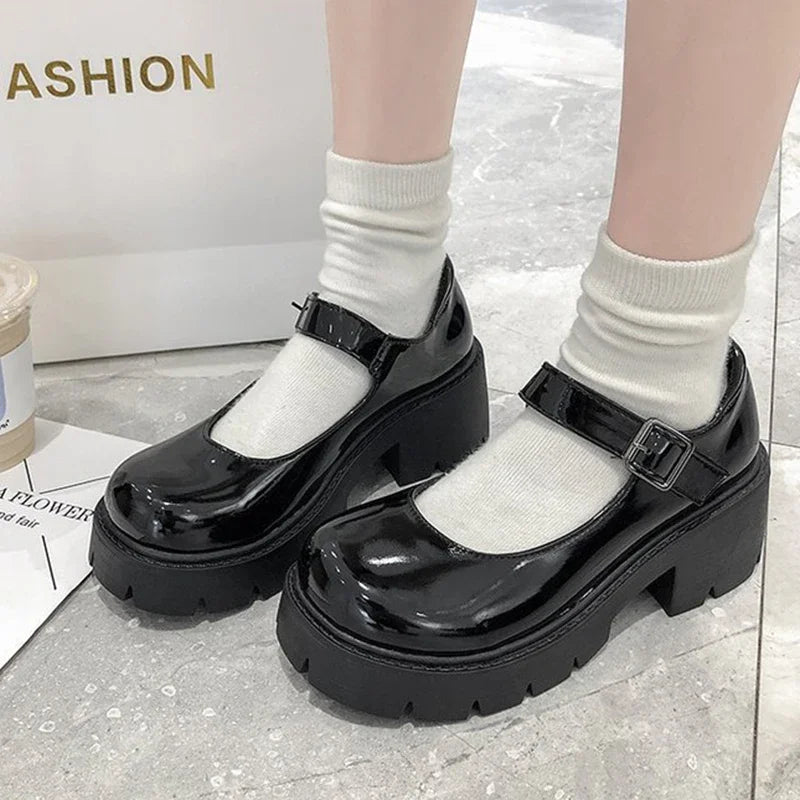 Schuhe Lolita Frauen 2025 - Japanischer Stil Mary Jane Vintage Mädchen - Hohe Absätze Platform College Student Pumps