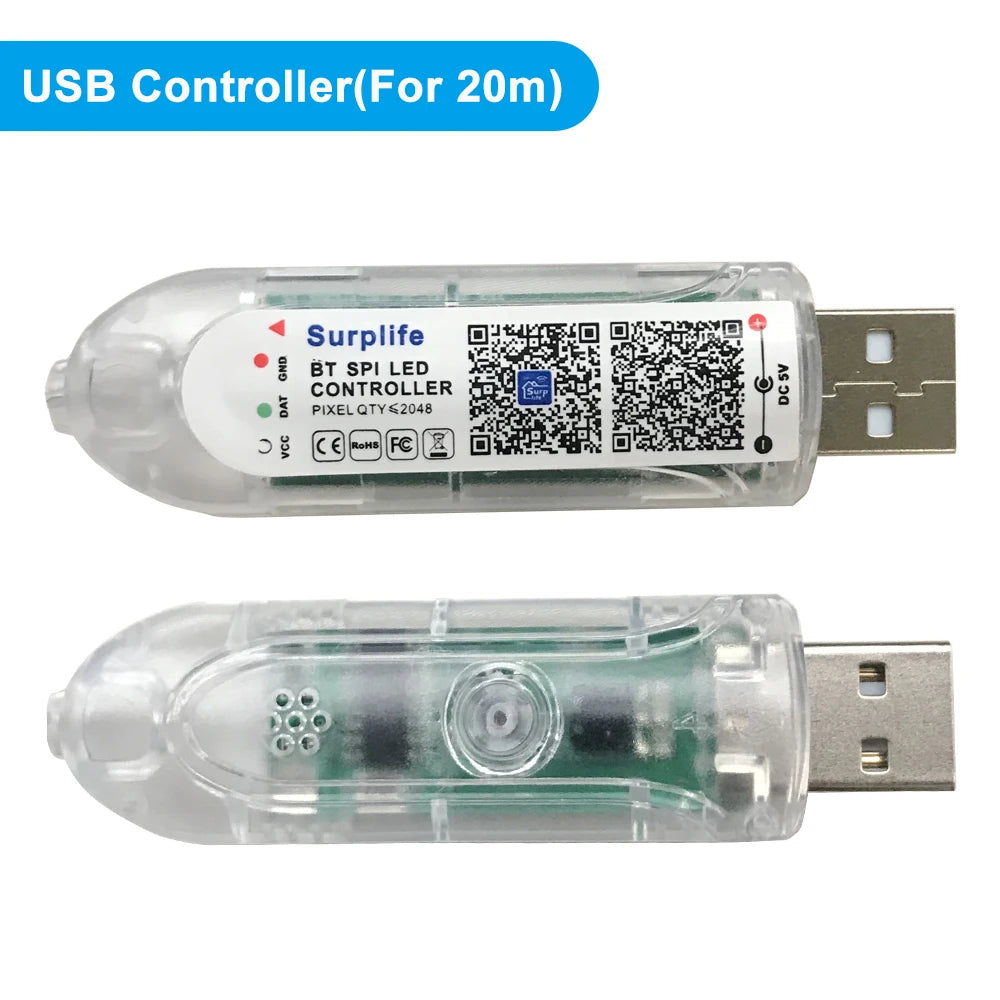 FUNZENXIN WS2812B RGBIC USB Strip BT-Musiksteuerung - 5V, Länge 5–15 m