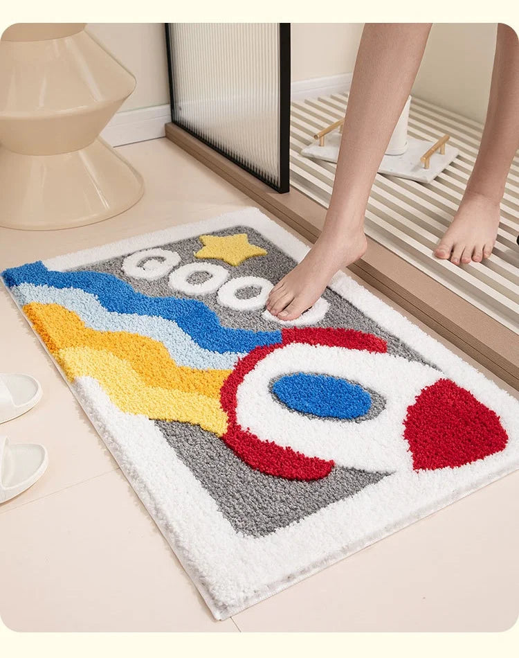 Cartoon Doormat Home Entrance/Hallway Tufted Rug Creative Design Non-Slip Bathroom Carpet Water Absorb Kitchen Rug Kids Bedroom