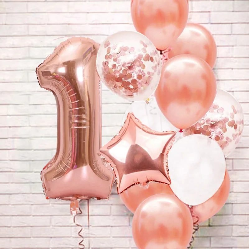 RoseGold Zahlenballons 32 Zoll Roségold - 13er Set 32cm