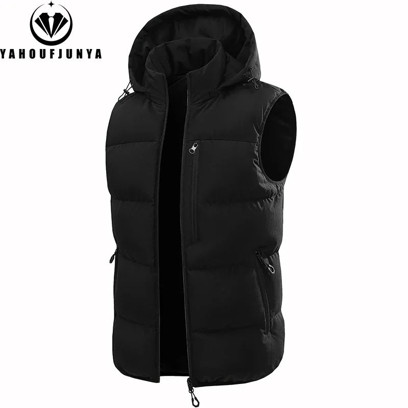 Hots Winddichte Fleece-Weste Abnehmbare Kapuze - Größe M-XL, Reißverschluss, Winddicht