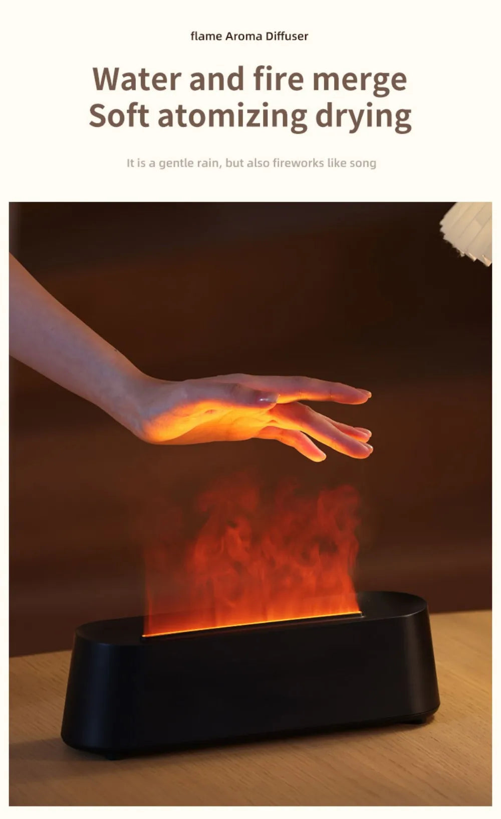 Humidifier Flame Aromatherapy Diffuser Can Add Essential Oils 7 Colours Flame Diffuser Timing Protection USB Desktop Humidifier