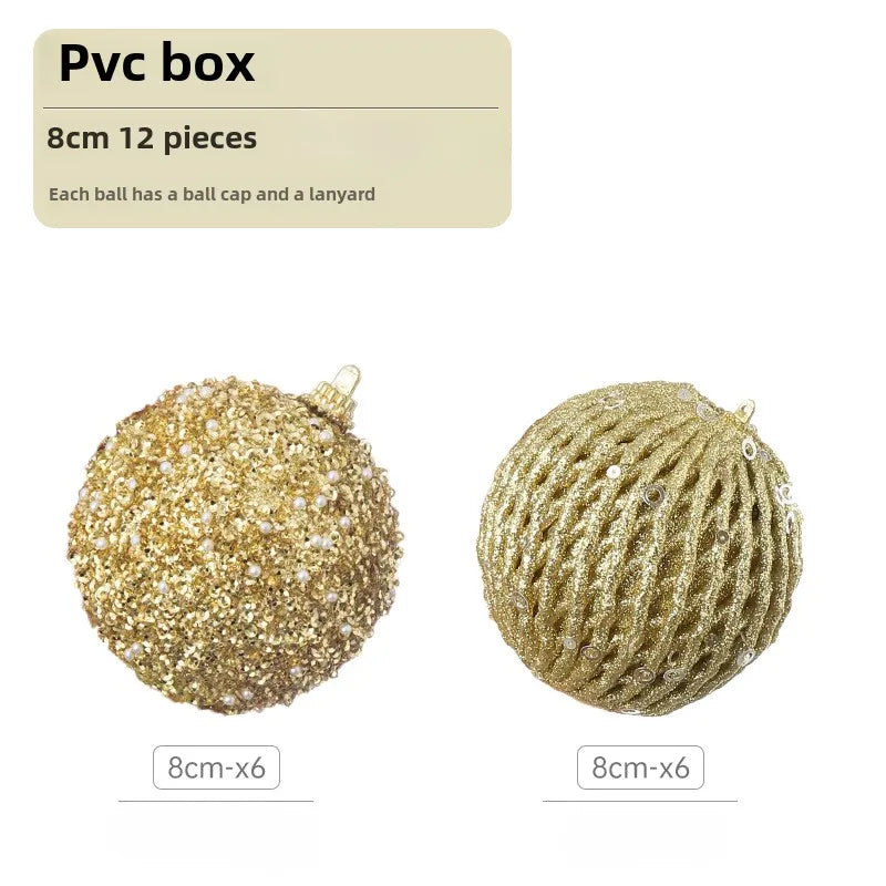 Choice Weihnachtskugeln Glitzer - 12 Stück, 8 cm, Weiß Rot, Deko