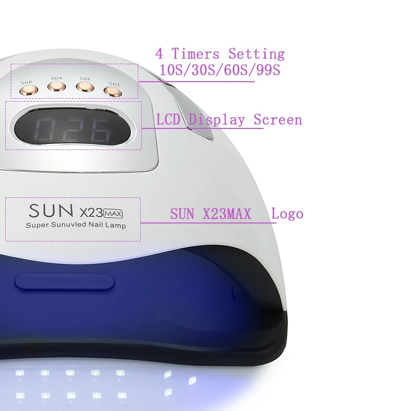 SUN X23MAX 81LEDs UV LED Nail Lamp For Drying Gel Nail Polish Professional Nail Dryer Light With 10/30/60/99s Timer Auto Sensor