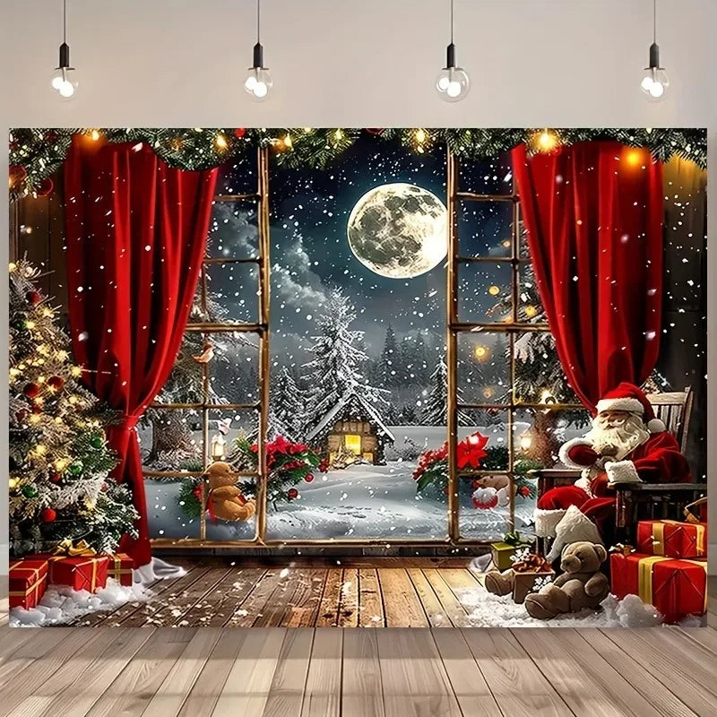 Guangdong Weihnachts Hintergrund Santa - Winter Nacht 35x45/73x95 cm