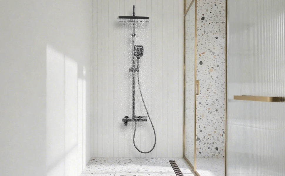 NONEM Badezimmer Wasserhahn-Set Klappbarer Auslauf 180°-Höhenverstellbar Messing