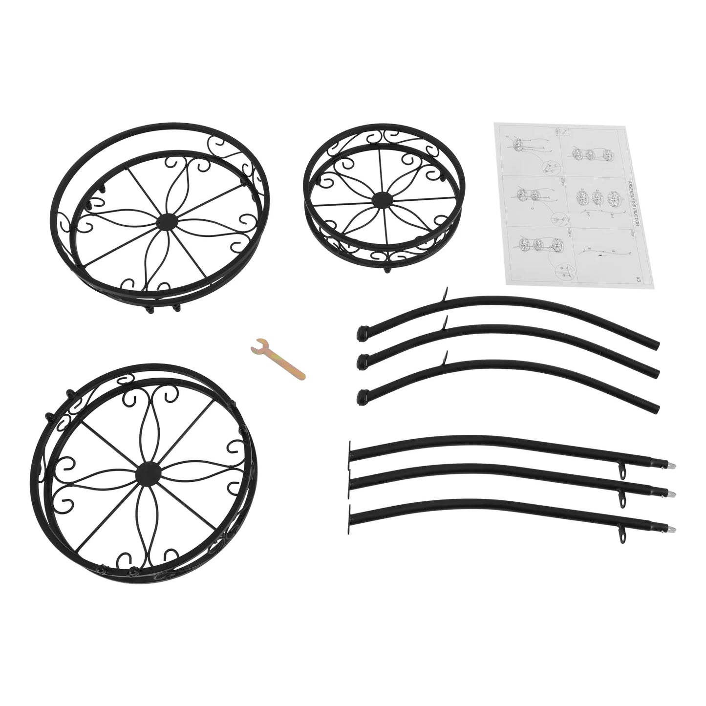 BlumenMeister Blumenständer 3-stöckig Metall Schwarz
