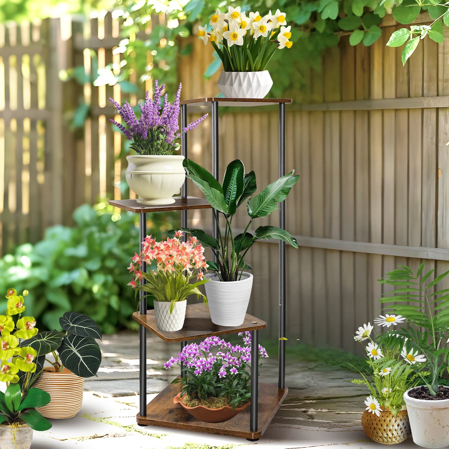 NatureLine Pflanzenständer 4 Bis 6-Stufig Metall Innen 80-132 cm