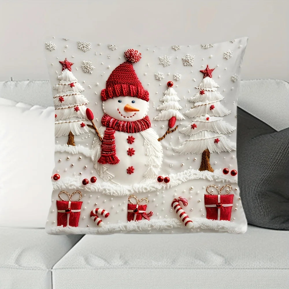 Christmas Snowman Polyester Pillow Cover Christmas Decoration Home Decoration 2026 New Year Decoration