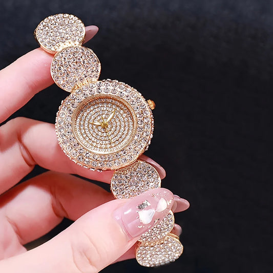 Damen-Luxus-Uhr 2025: Strass-Quarz Armbanduhr - Glamour Collection