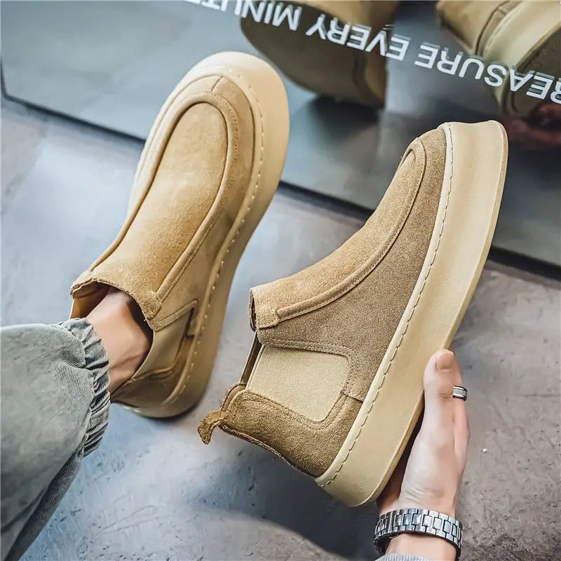 Ghete Chelsea Shangkaka cu platformă, croială înaltă - Mărimea 44, Înălțimea tocului 2 cm, Înălțimea gleznei